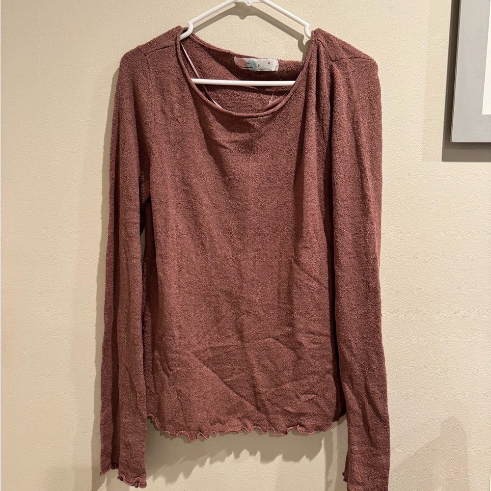 Free People L terry cloth Knit Top - Mauve Pink
